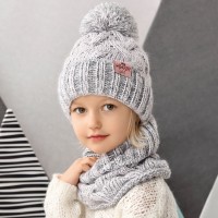 Detské čiapky zimné - dievčenské s tunelom - model - 2/743